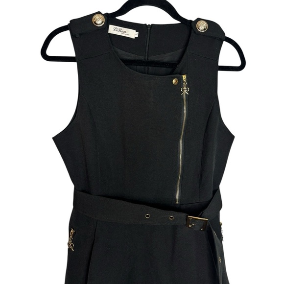 Old Money Grunge Black Belted Bow Accent Mini Dress Size Large - Picture 3 of 12